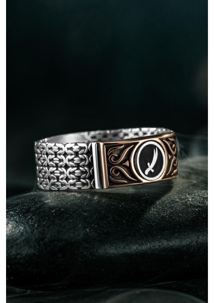 Erkek Gümüş Yüzük - Kral Zincirli Zülfikar Kılıcı Işlemeli Erkek Yüzük fiyatları