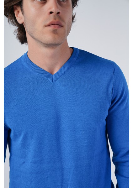 Erkek Sax %100 Pamuk Bisiklet Yaka Triko Kazak TRIST-1102 indirimleri