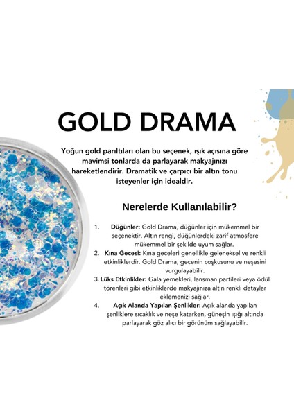 The Glitter Lab - Jel Formlu Parlak Glitter - Gold Drama ~10 gr