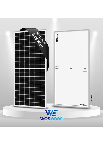 Wos Enerji Güneş Paneli Half Cut 545W Watt Monokristal Perc 144 Hücreli Solar Panel