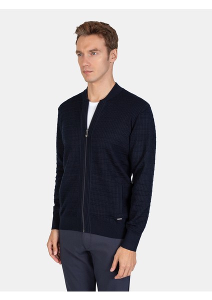 Erkek Regular Fıt Triko Hırka-Lacivert