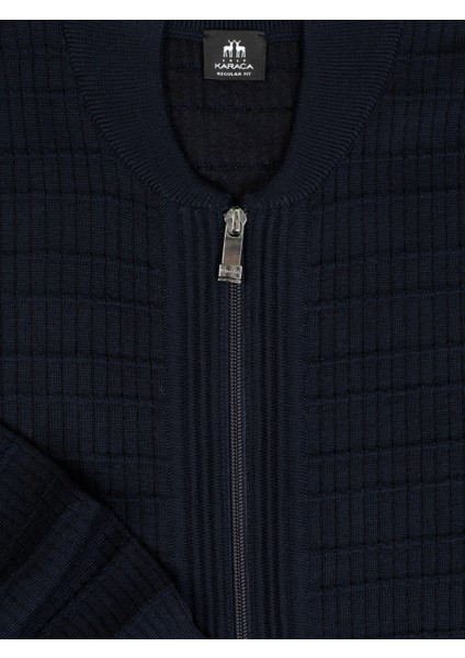 Erkek Regular Fıt Triko Hırka-Lacivert fırsatları