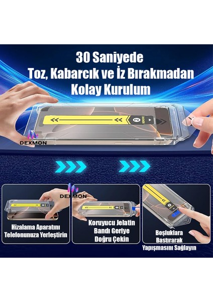 Apple iPhone 16 Hayalet Cam Ekran Koruyucu Tam Kaplayan Otomatik Hizalamalı Toz Önleyici Hd