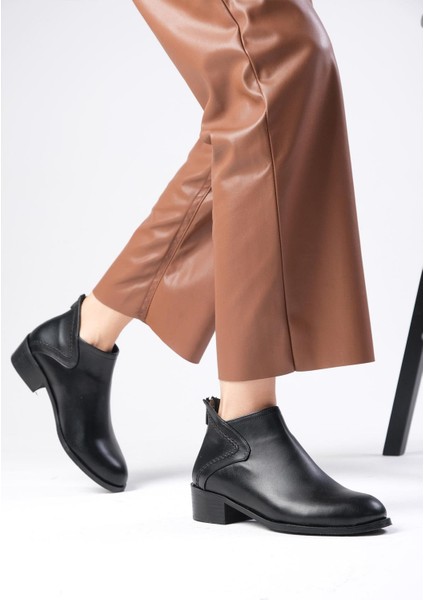 Rosa Siyah Renk Oval Burunlu Kadın Bilekte Kısa Topuklu Bot modelleri