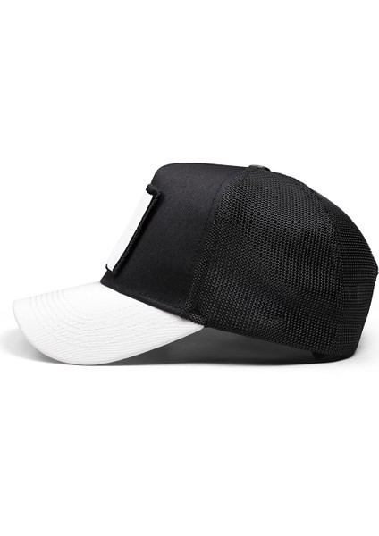 V1 Trucker Kurt -5sb Kod Logolu Unisex Beyaz Siperli-Siyah Şapka