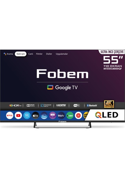 MT55EG8000QF 55" 140 Ekran 4K Ultra HD Dahili Uydu Alıcılı QLED Google TV