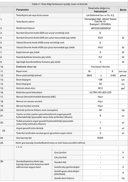 MT55EG8000QF 55" 140 Ekran 4K Ultra HD Dahili Uydu Alıcılı QLED Google TV modelleri