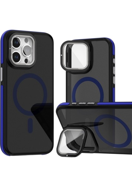iPhone 15 Pro Max Kılıf Magsafeli Kamera Metal Koruma Standlı Mc Kapak