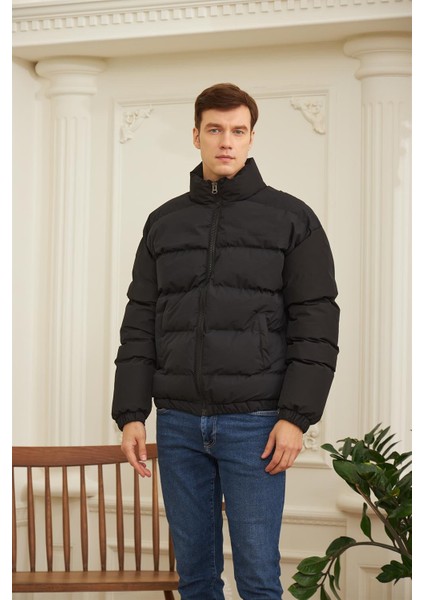 Erkek Oversize Şişme Mont Siyah - 832DNGR fırsatları