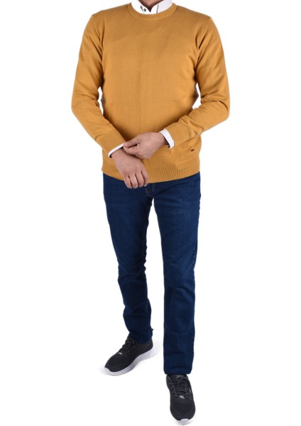 RYM-22920 Bisiklet Yaka Kazak/hardal/2xl