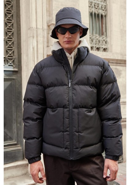 Erkek Su Geçirmez Şişme Mont Siyah - 3634DNGR