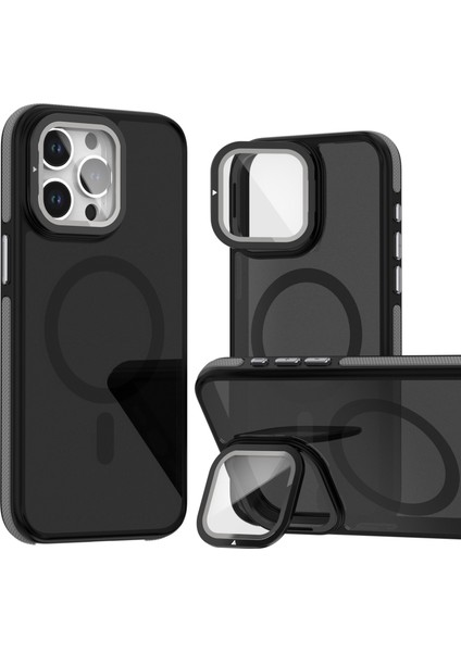 iPhone 15 Pro Max Kılıf Magsafeli Kamera Metal Koruma Standlı Mc Kapak