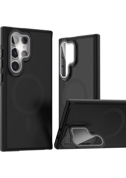 Samsung Galaxy S23 Ultra Kılıf Magsafeli Kamera Metal Koruma Standlı Mc Kapak