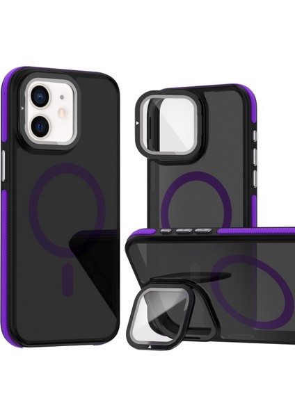 iPhone 12 Kılıf Magsafeli Kamera Metal Koruma Standlı Mc Kapak