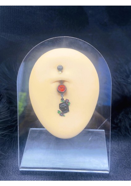 Cerrahi Çelik Siyah Rengi Göbek Piercing Küpe