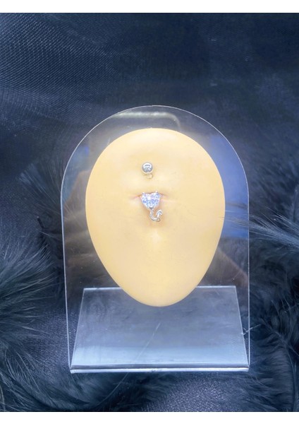 Cerrahi Çelik Gümüş Rengi Göbek Piercing Küpe
