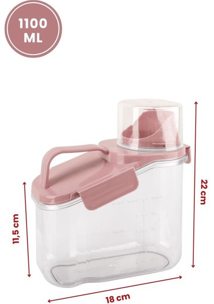 Çok Fonksiyonlu Un, Bakliyat, Deterjan Saklama Kabı (Contalı Sızdırmaz) 1100 ml 3'lü Set