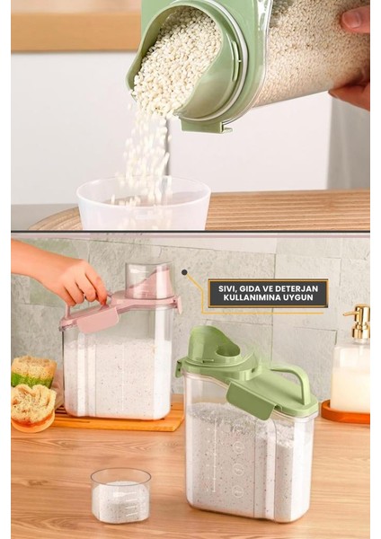 Çok Fonksiyonlu Un, Bakliyat, Deterjan Saklama Kabı (Contalı Sızdırmaz) 1100 ml 3'lü Set