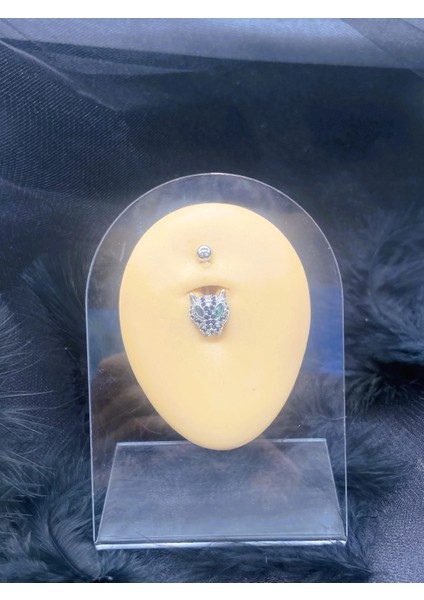 Cerrahi Çelik Gümüş Rengi Göbek Piercing Küpe