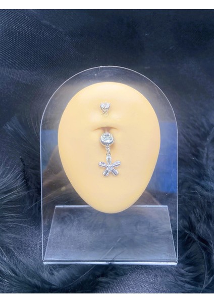 Cerrahi Çelik Gümüş Rengi Göbek Piercing Küpe