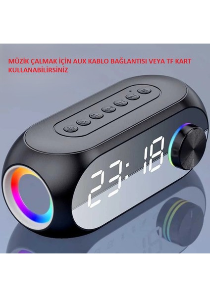 Çok Fonksiyonlu Dijital Saat Bluetooth Hoparlör Şık Tasarım Üstün Performans Işıklı Aynalı fırsatları