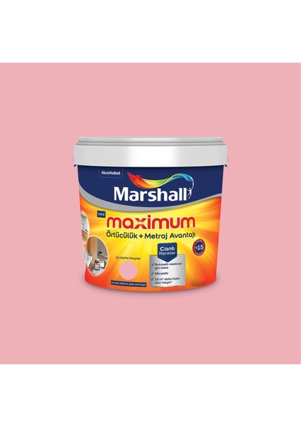 Şeker Pembe 7,5 Litre Maximum Su Bazlı Silikonlu Ipek Mat Iç Cephe Boyası (MARSHALL.5309482)
