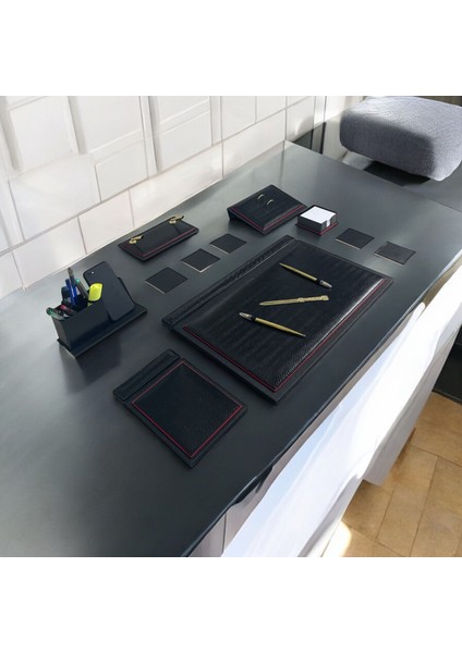 Masa Sümeni Fitilli Model Deri Ofis Sümen Takımı Bloknot Defterli Set