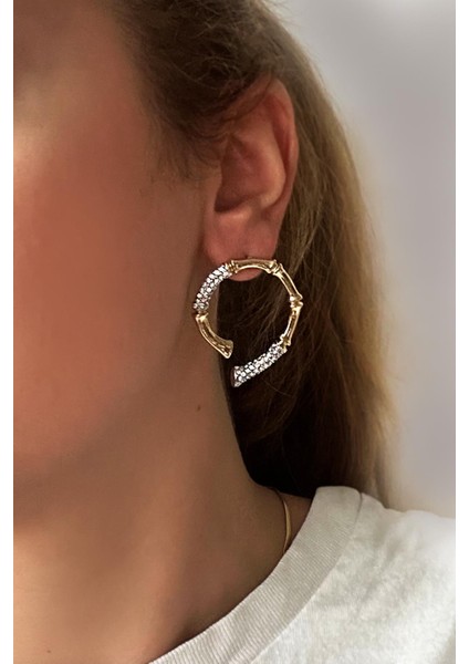 Bones And Diamonds Altın Kaplama C Tipi Kadın Çivi Küpe fiyatları