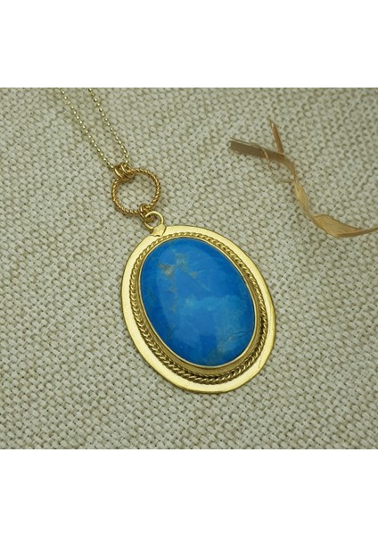 Turkuaz Taş Gümüş Kolye Uzun Italyan Zincir modelleri