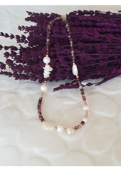 Ametis Taş Inci Gümüş Kolye modelleri