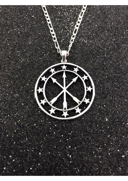 Gümüş Adige Bayrağı Kolye ve Zincir