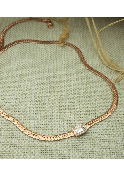 Baget Taşlı Çağla Şikel Gümüş Kolye