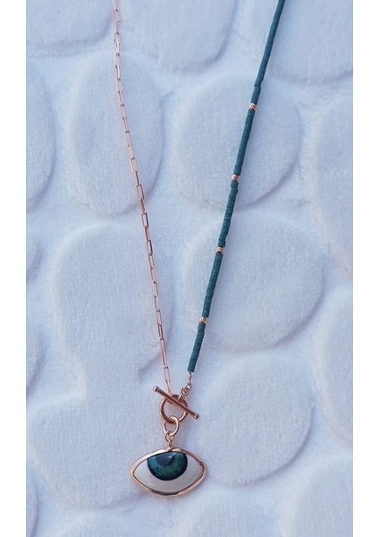 Doğaltaş ve Göz Gümüş Kolye