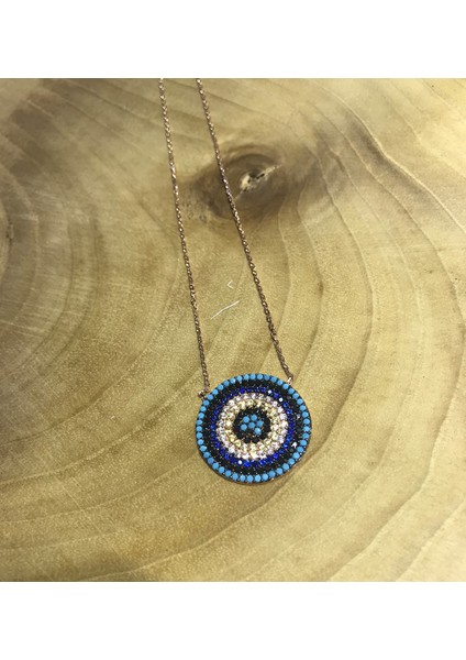 Nazar Boncuğu Taşlı Gümüş Kolye
