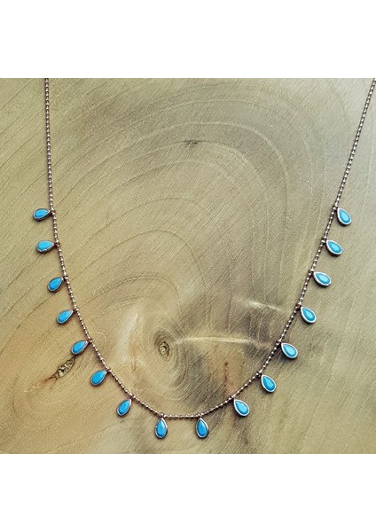 Firuze Sallantılı Top Top Zincir Gümüş Kolye modelleri