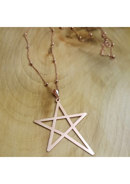 Uzun Toplu Zincirli Yıldız Kolye