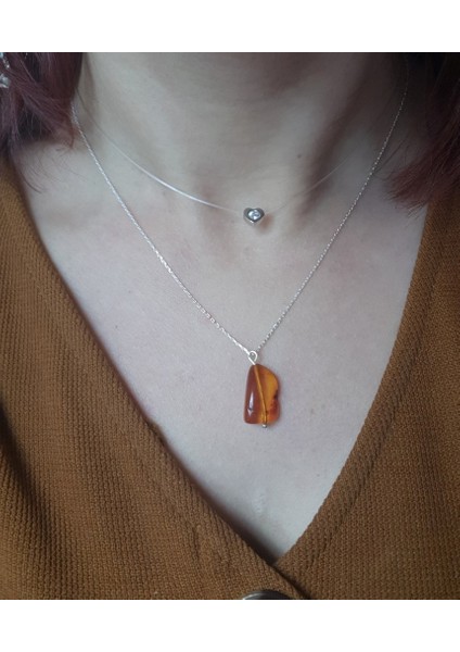 Swarovski Kalp Tek Taş Gümüş Hayalet Kolye Misinalı fiyatları