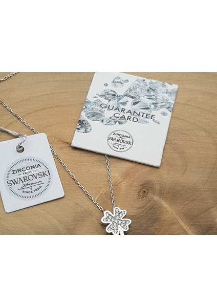 Swarovski Taşlı Yonca Gümüş Kolye modelleri