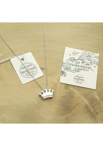 Swarovski Taşlı Taç Gümüş Kolye