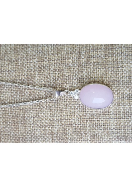Pembe Kuvars Taşlı El Işi Gümüş Kolye modelleri