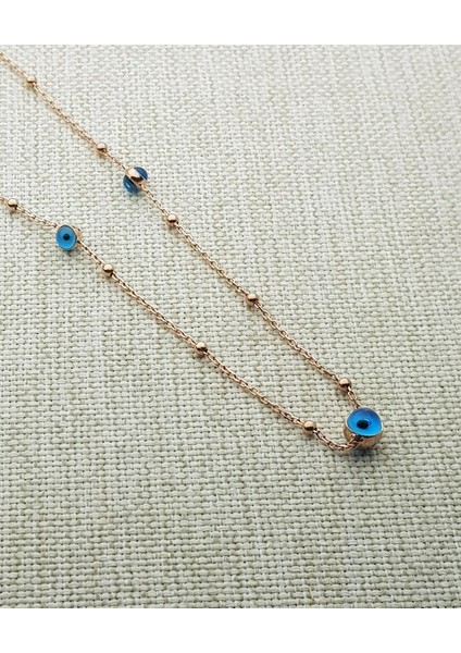 Camgöz Toplu Zincir Gümüş Kolye