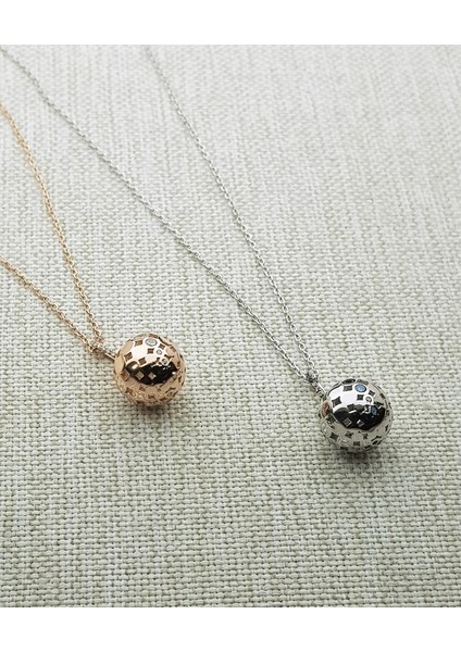 Italyan Taşlı Top Gümüş Kolye