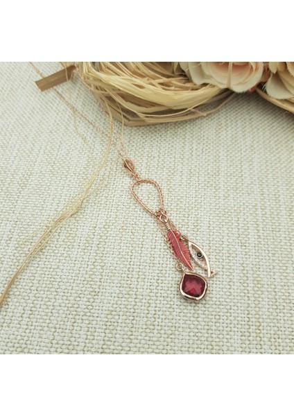 Balık Tüy Tasarım Gümüş Kolye