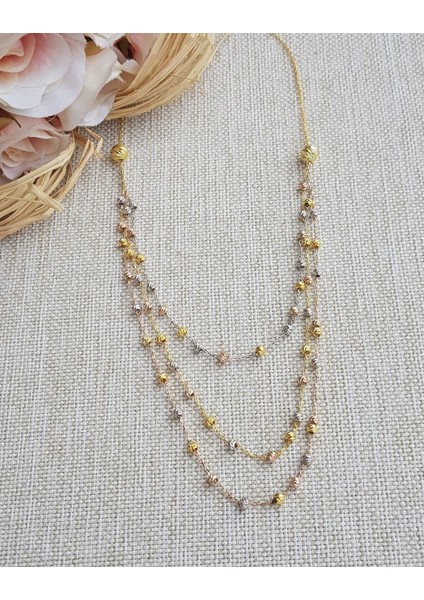 Dorika Üç Renk Üç Boy Gümüş Kolye