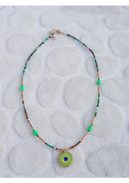 Sıvama Nazar Boncuğu Doğaltaş Gümüş Kolye