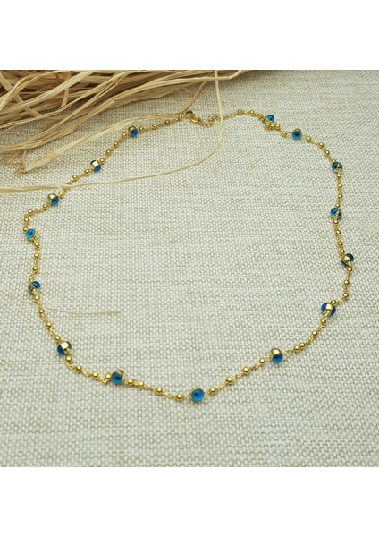 Nazarlı Altın Kaplama Gümüş Kolye