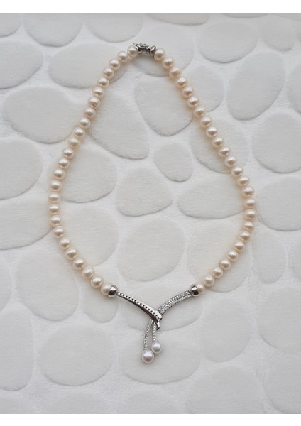 Doğal Inci Gümüş Kolye