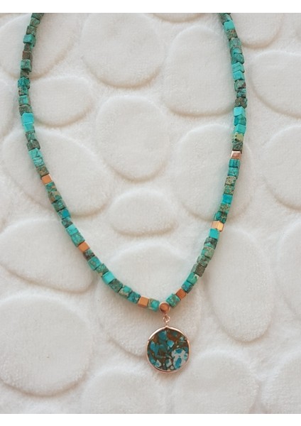 Küp Firuze Taş Tasarım Gümüş Kolye