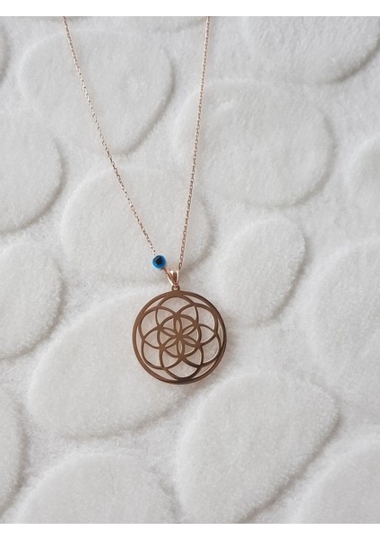 Lotus Lazer Kesim Gümüş Kolye