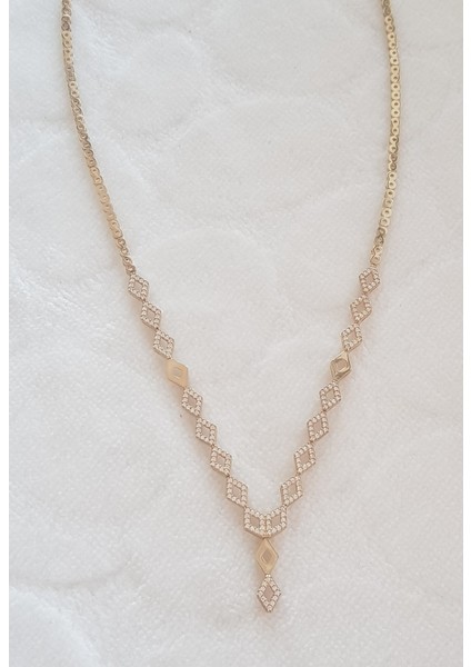 Altın Kaplama Gerdanlıklı Gümüş Kolye